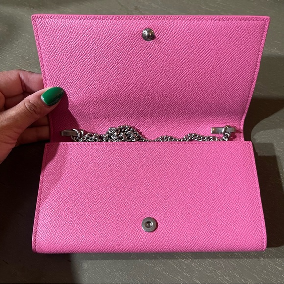 BALENCIAGA | BRAND NEW! Pink Leather Chain Wallet Crossbody - Picture 5 of 8